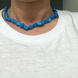 Turquoise stone choker necklace